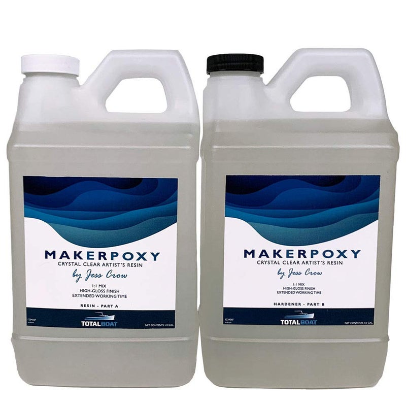 TotalBoat MakerPoxy Crystal Clear Artistâ€™s Resin by Jess Crow | Two Part Epoxy for Resin Art |Features Long Working Time, Resistant to Scratches and Yellowing (Gallon Kit) - Image 1